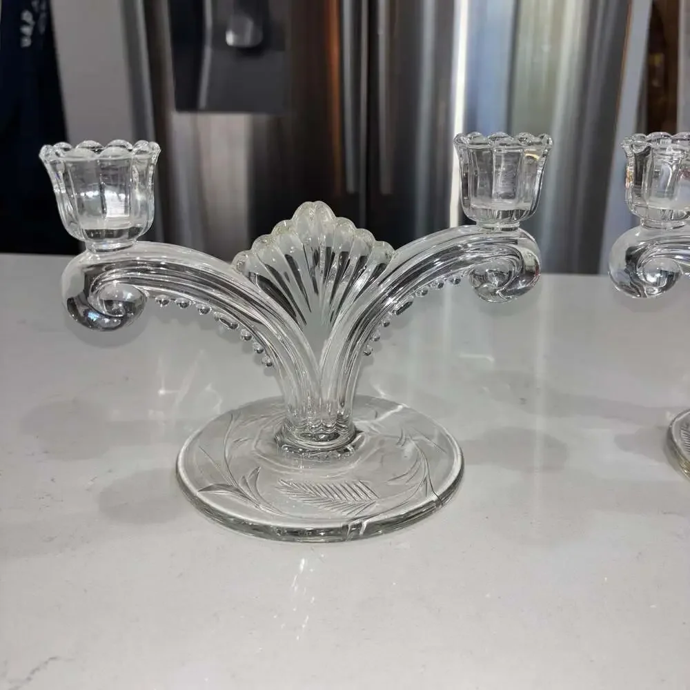 Vintage Tiffin-Franciscan June Night Double Light Candlestick Holders